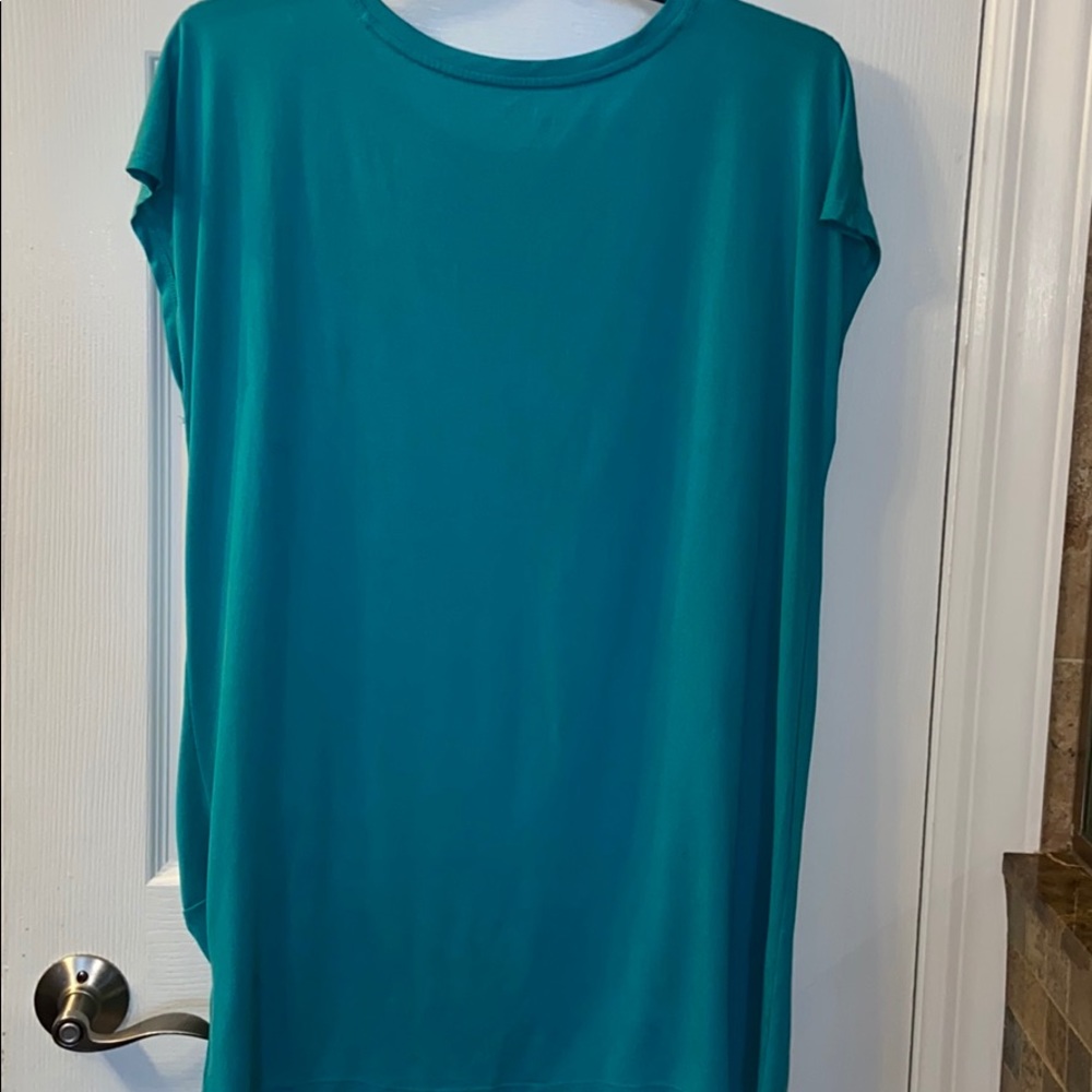 A-Glow Teal Capped Sleeve Top - Picture 3 of 3